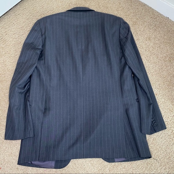 MENS T.M.LEWIN GREY PINSTRIPE 2PC SUIT SET SIZE 42 R - Picture 2 of 13